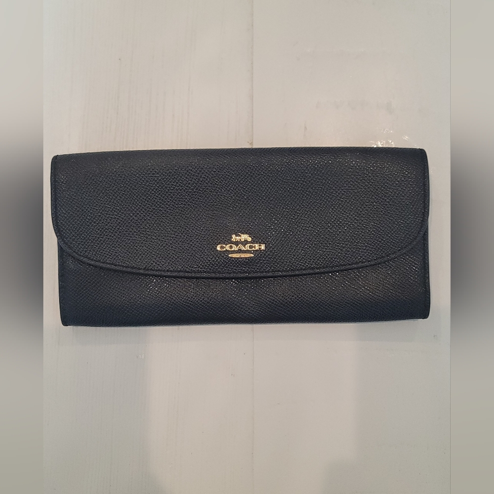 Coach Crossgrain Leather Envelope Wallet Black